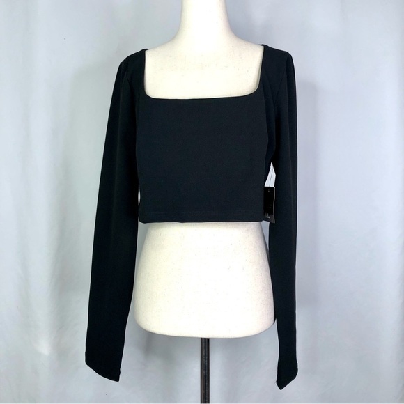 NWT Lulu's crop top square neck long sleeves stretch XL - Picture 1 of 7